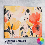Modern Watercolour Coral Yellow Wildflower Botanical Pattern Canvas Wall Art Print Decor Picture Ready to Hang