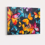 Vibrant Colourful Butterfly Garden Dark Floral Canvas Wall Art Print Decor Picture Ready to Hang