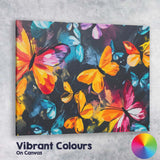 Vibrant Colourful Butterfly Garden Dark Floral Canvas Wall Art Print Decor Picture Ready to Hang