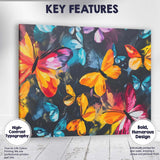 Vibrant Colourful Butterfly Garden Dark Floral Canvas Wall Art Print Decor Picture Ready to Hang
