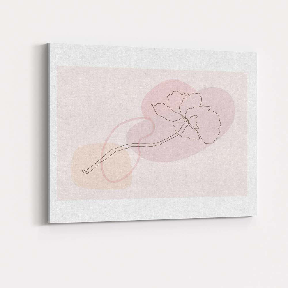 Minimalist One Line Floral Stem Abstract Pastel Shapes Canvas Wall Art Print Decor Picture Ready to Hang