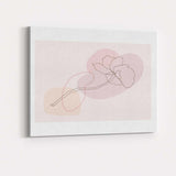 Minimalist One Line Floral Stem Abstract Pastel Shapes Canvas Wall Art Print Decor Picture Ready to Hang