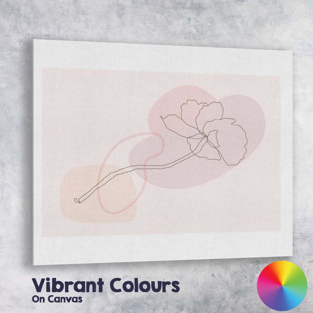Minimalist One Line Floral Stem Abstract Pastel Shapes Canvas Wall Art Print Decor Picture Ready to Hang