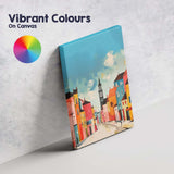 Colourful Contemporary Townscape Clock Tower Cityscape Canvas Wall Art Print Decor Picture Ready to Hang