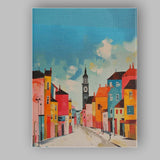Colourful Contemporary Townscape Clock Tower Cityscape Canvas Wall Art Print Decor Picture Ready to Hang