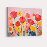 Pink Red Poppy Garden Contemporary Botanical Collage Canvas Wall Art Print Decor Picture Ready to Hang