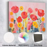 Pink Red Poppy Garden Contemporary Botanical Collage Canvas Wall Art Print Decor Picture Ready to Hang