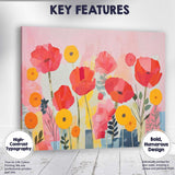 Pink Red Poppy Garden Contemporary Botanical Collage Canvas Wall Art Print Decor Picture Ready to Hang