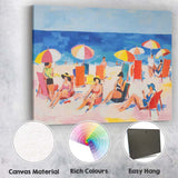 Colourful Summer Beach Umbrellas Seaside Holiday Painting Canvas Wall Art Print Decor Picture Ready to Hang
