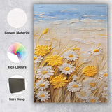 Textured White Daisy Yellow Wildflower Meadow Palette Knife Canvas Wall Art Print Decor Picture Ready to Hang