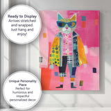 Stylish Fashion Cat Wearing Sunglasses Contemporary Collage Canvas Wall Art Print Decor Picture Ready to Hang