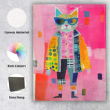 Stylish Fashion Cat Wearing Sunglasses Contemporary Collage Canvas Wall Art Print Decor Picture Ready to Hang