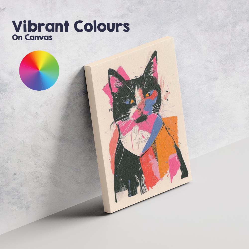 Modern Colourful Pop Art Cat Portrait Abstract Canvas Wall Art Print Decor Picture Ready to Hang