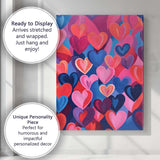 Vibrant Pink Blue Abstract Heart Pattern Contemporary Pop Art Canvas Wall Art Print Decor Picture Ready to Hang