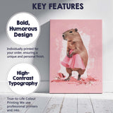 Cute Capybara Wearing Pink Ballet Tutu Whimsical Animal Portrait Canvas Wall Art Print Decor Picture Ready to Hang