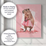 Cute Capybara Wearing Pink Ballet Tutu Whimsical Animal Portrait Canvas Wall Art Print Decor Picture Ready to Hang