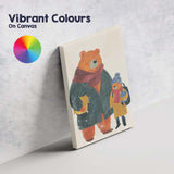 Cosy Bear Parent And Child Winter Family Illustration Canvas Wall Art Print Decor Picture Ready to Hang