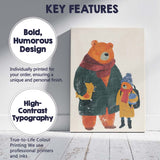 Cosy Bear Parent And Child Winter Family Illustration Canvas Wall Art Print Decor Picture Ready to Hang