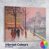 Romantic Snowy European City Street Winter Impressionist Landscape Canvas Wall Art Print Decor Picture Ready to Hang