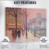 Romantic Snowy European City Street Winter Impressionist Landscape Canvas Wall Art Print Decor Picture Ready to Hang