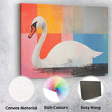 Contemporary White Swan Abstract Colour Block Modern Canvas Wall Art Print Decor Picture Ready to Hang