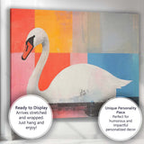 Contemporary White Swan Abstract Colour Block Modern Canvas Wall Art Print Decor Picture Ready to Hang