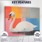 Contemporary White Swan Abstract Colour Block Modern Canvas Wall Art Print Decor Picture Ready to Hang
