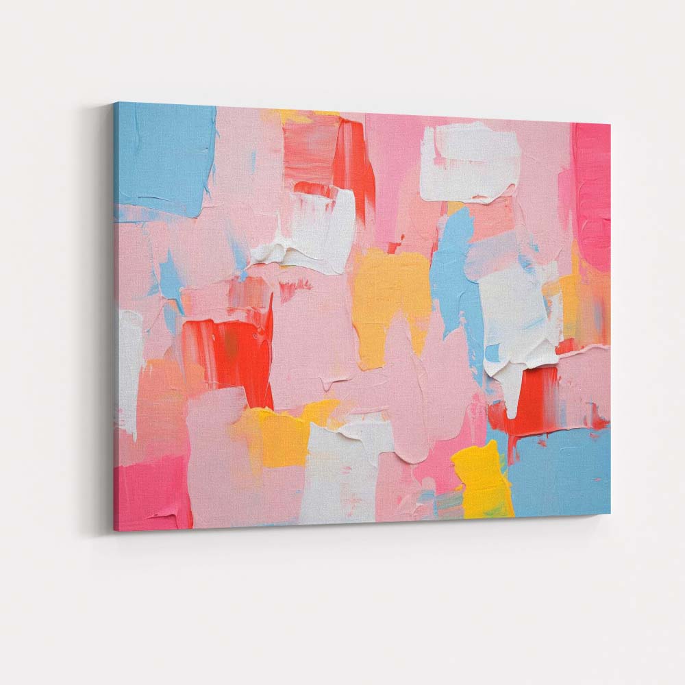 Pastel Pink Blue Abstract Palette Knife Textured Painting Canvas Wall Art Print Decor Picture Ready to Hang