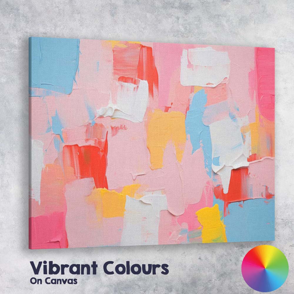 Pastel Pink Blue Abstract Palette Knife Textured Painting Canvas Wall Art Print Decor Picture Ready to Hang
