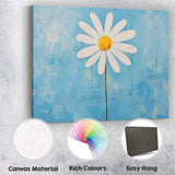 Minimalist White Daisy Sky Blue Textured Floral Canvas Wall Art Print Decor Picture Ready to Hang