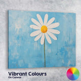 Minimalist White Daisy Sky Blue Textured Floral Canvas Wall Art Print Decor Picture Ready to Hang