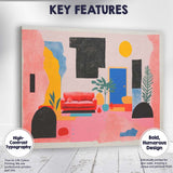 Colourful Contemporary Living Room Interior Abstract Illustration Canvas Wall Art Print Decor Picture Ready to Hang
