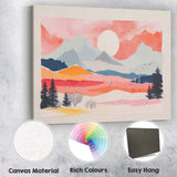 Pastel Mountain Valley Sunrise Minimalist Landscape Canvas Wall Art Print Decor Picture Ready to Hang