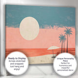 Minimalist Tropical Beach Sunset Palm Trees Coastal Canvas Wall Art Print Decor Picture Ready to Hang