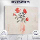 Minimalist Red Rose Bouquet Watercolour Floral Vase Canvas Wall Art Print Decor Picture Ready to Hang