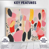Abstract Pink Red Black Organic Shapes Contemporary Canvas Wall Art Print Decor Picture Ready to Hang