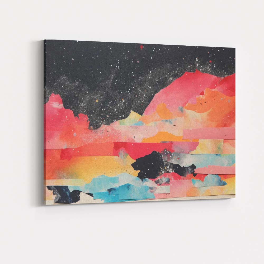 Abstract Cosmic Landscape Watercolour Galaxy Horizon Canvas Wall Art Print Decor Picture Ready to Hang