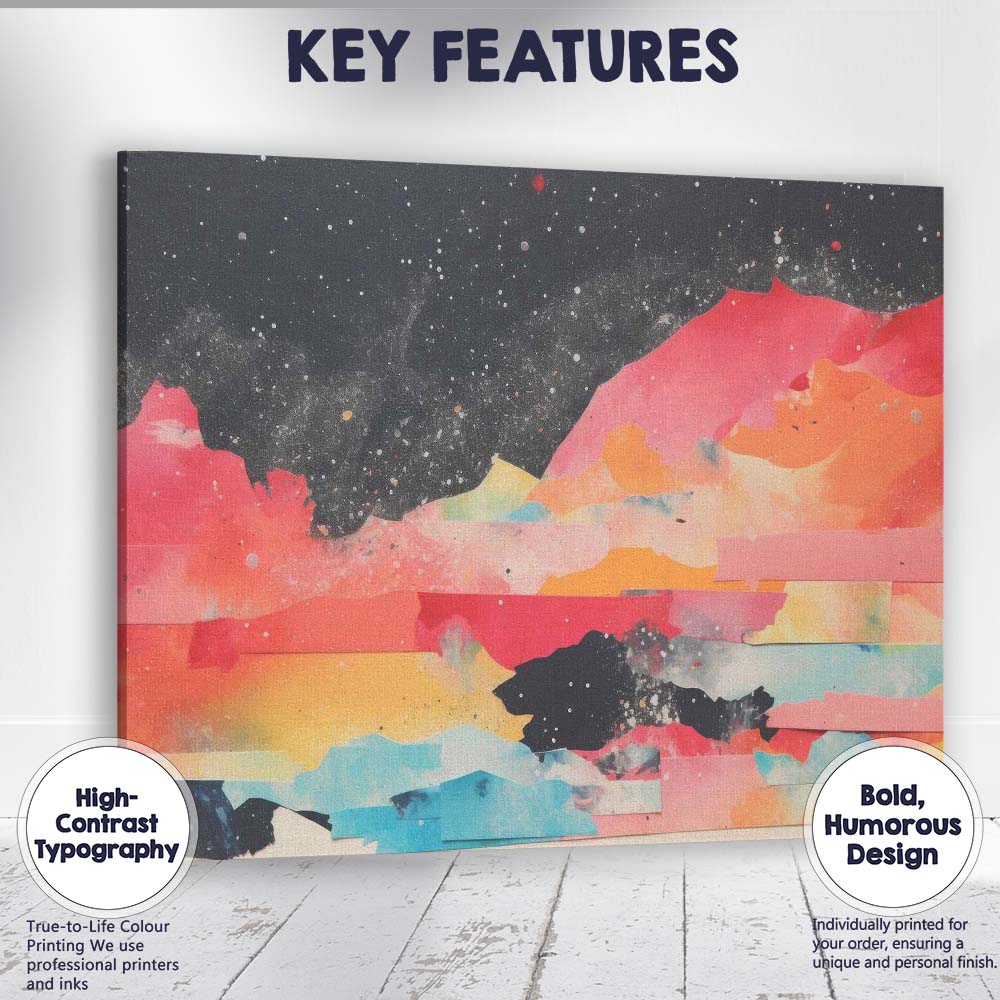 Abstract Cosmic Landscape Watercolour Galaxy Horizon Canvas Wall Art Print Decor Picture Ready to Hang