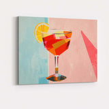 Modern Colour Block Cocktail Glass Citrus Illustration Canvas Wall Art Print Decor Picture Ready to Hang