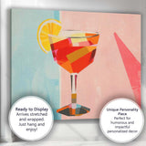 Modern Colour Block Cocktail Glass Citrus Illustration Canvas Wall Art Print Decor Picture Ready to Hang
