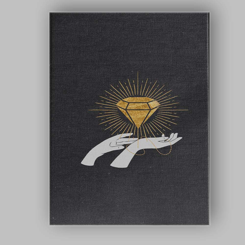 Mystical Golden Diamond Celestial Hands Minimalist Illustration Canvas Wall Art Print Decor Picture Ready to Hang