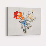 Colourful Botanical Paper Cut Wildflower Bouquet Contemporary Canvas Wall Art Print Decor Picture Ready to Hang