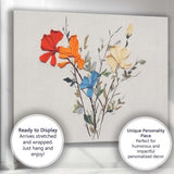 Colourful Botanical Paper Cut Wildflower Bouquet Contemporary Canvas Wall Art Print Decor Picture Ready to Hang
