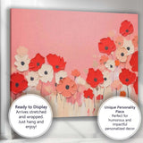 Red White Poppy Flower Garden Contemporary Floral Canvas Wall Art Print Decor Picture Ready to Hang