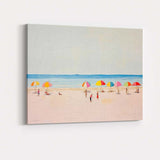 Minimalist Summer Beach Scene Colourful Parasols Coastal Canvas Wall Art Print Decor Picture Ready to Hang