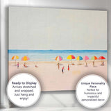Minimalist Summer Beach Scene Colourful Parasols Coastal Canvas Wall Art Print Decor Picture Ready to Hang