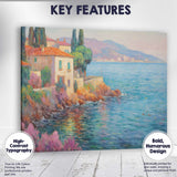 Coastal Mediterranean Villa Ocean View Impressionist Landscape Canvas Wall Art Print Decor Picture Ready to Hang