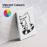 Minimalist Crocodile Cocktail Line Drawing Humorous Illustration Canvas Wall Art Print Decor Picture Ready to Hang