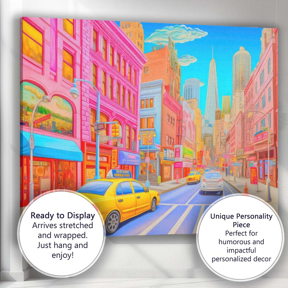 Colourful Modern City Street Urban Pop Art Canvas Wall Art Print Decor Picture Ready to Hang