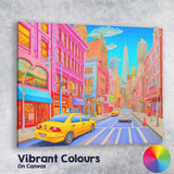 Colourful Modern City Street Urban Pop Art Canvas Wall Art Print Decor Picture Ready to Hang